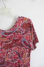Euovmy Red Paisley Patterned Maxi Dress | XL
