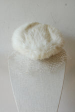 20th Century Vintage White Halo Hat featuring Delicate Face-netting