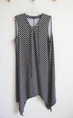 Nina Leonard Black & White Patterned Sleeveless Dress | XXL