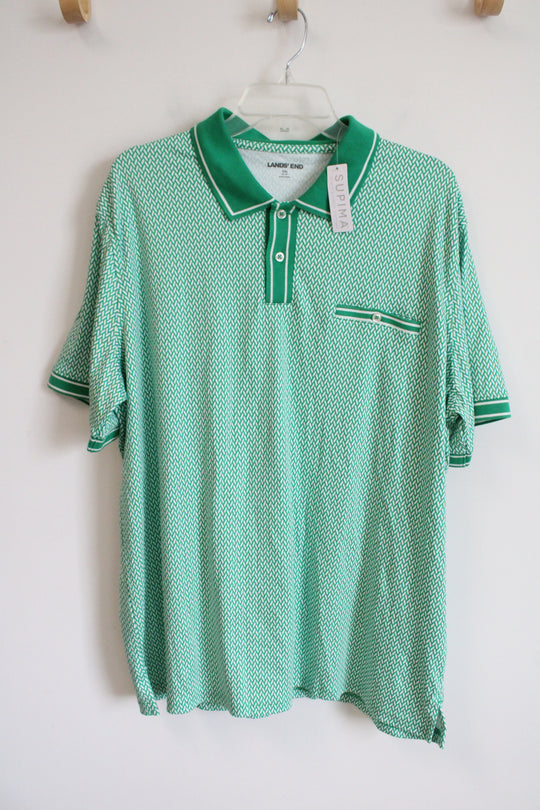 NEW Lands' End Green & White Polo Shirts | XXL