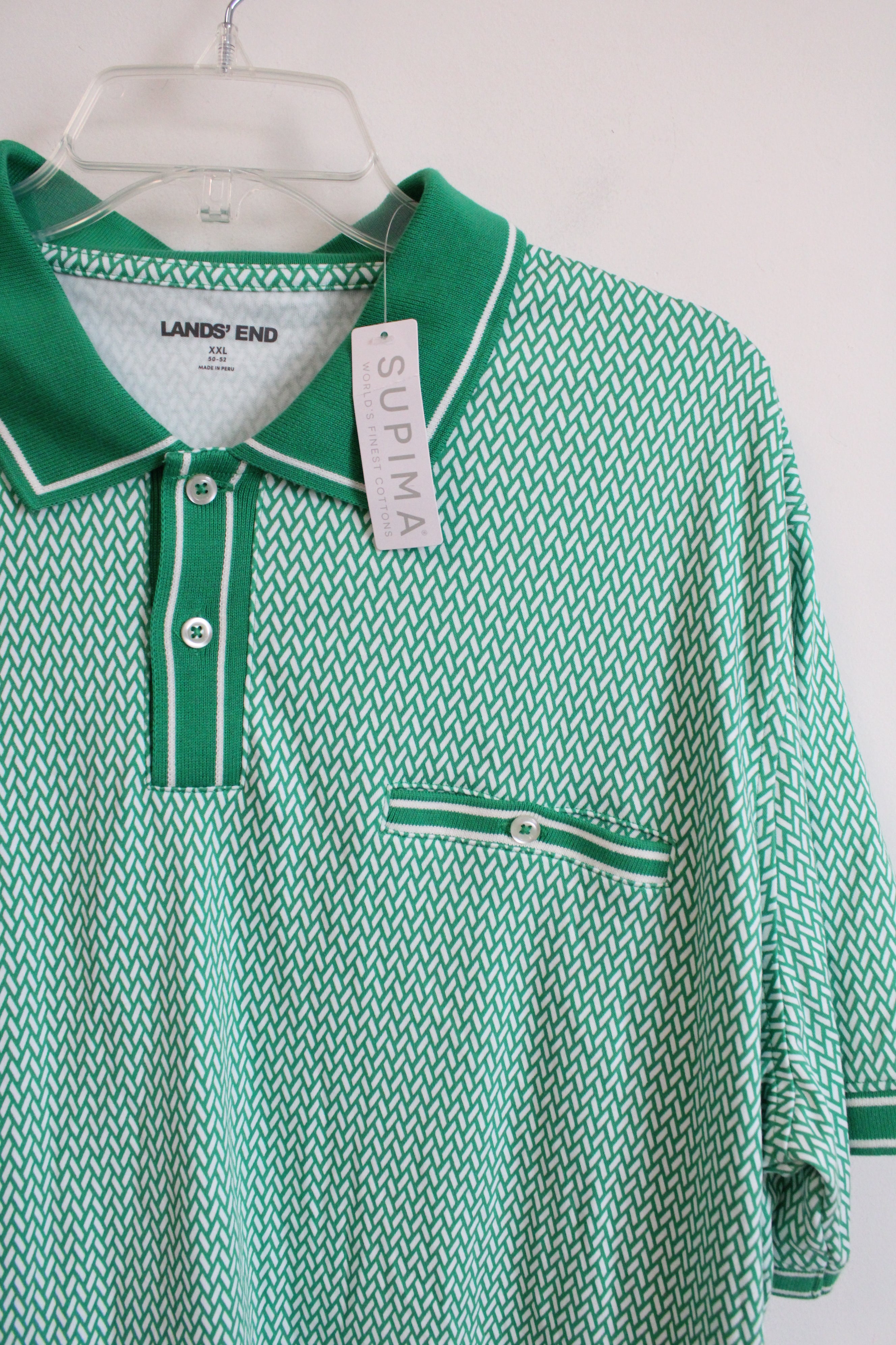 NEW Lands' End Green & White Polo Shirts | XXL