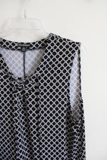 Nina Leonard Black & White Patterned Sleeveless Dress | XXL