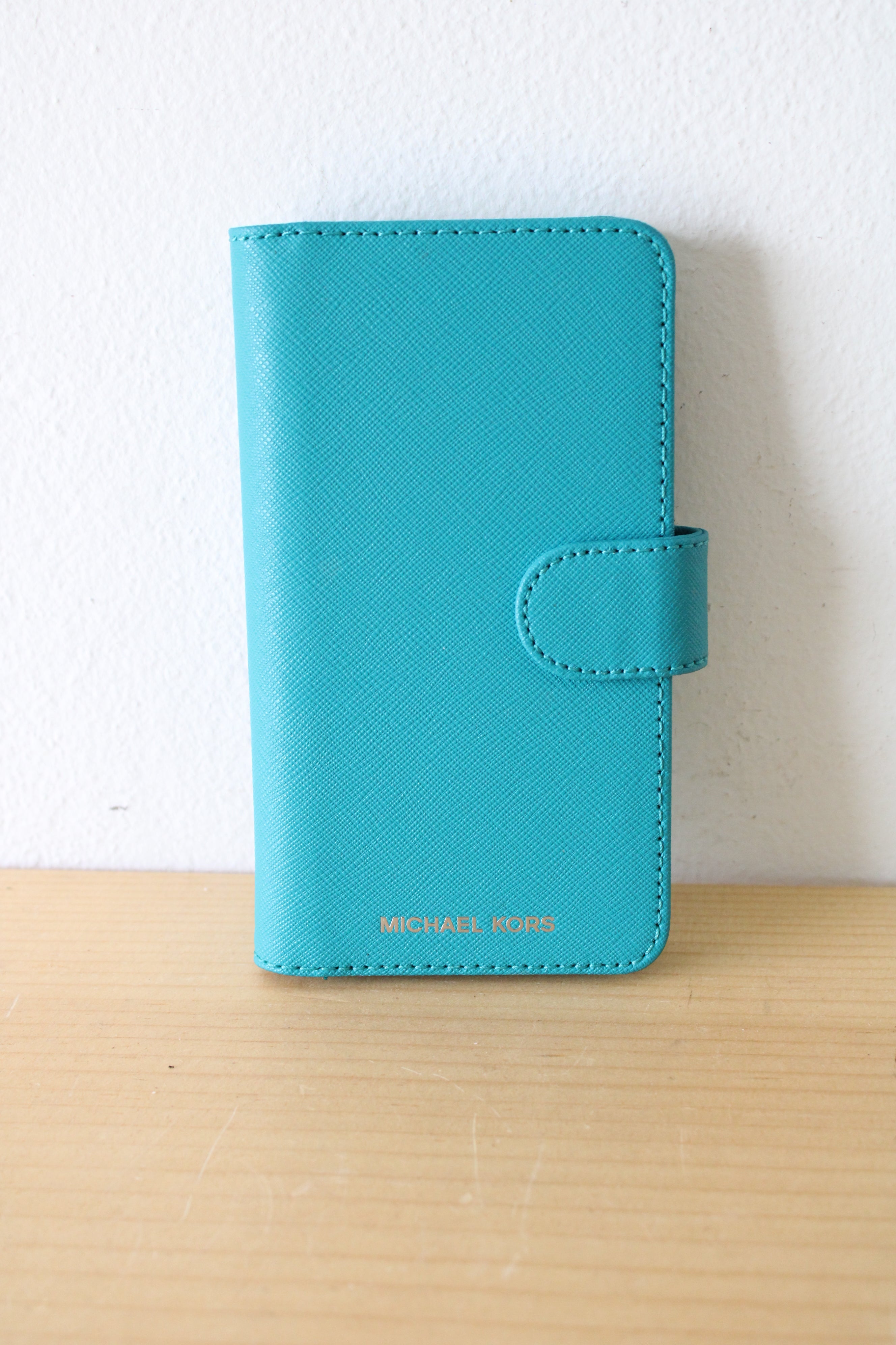 Michael Kors Saffiano Leather Blue Folio Case For iPhone X