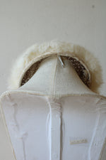 20th Century Vintage White Halo Hat featuring Delicate Face-netting