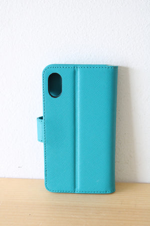 Michael Kors Saffiano Leather Blue Folio Case For iPhone X