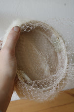 20th Century Vintage White Halo Hat featuring Delicate Face-netting