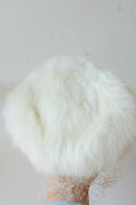 20th Century Vintage White Halo Hat featuring Delicate Face-netting