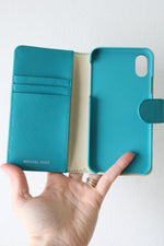Michael Kors Saffiano Leather Blue Folio Case For iPhone X