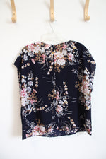 Shein Curve Navy Floral Lace Trim Top | 2XL