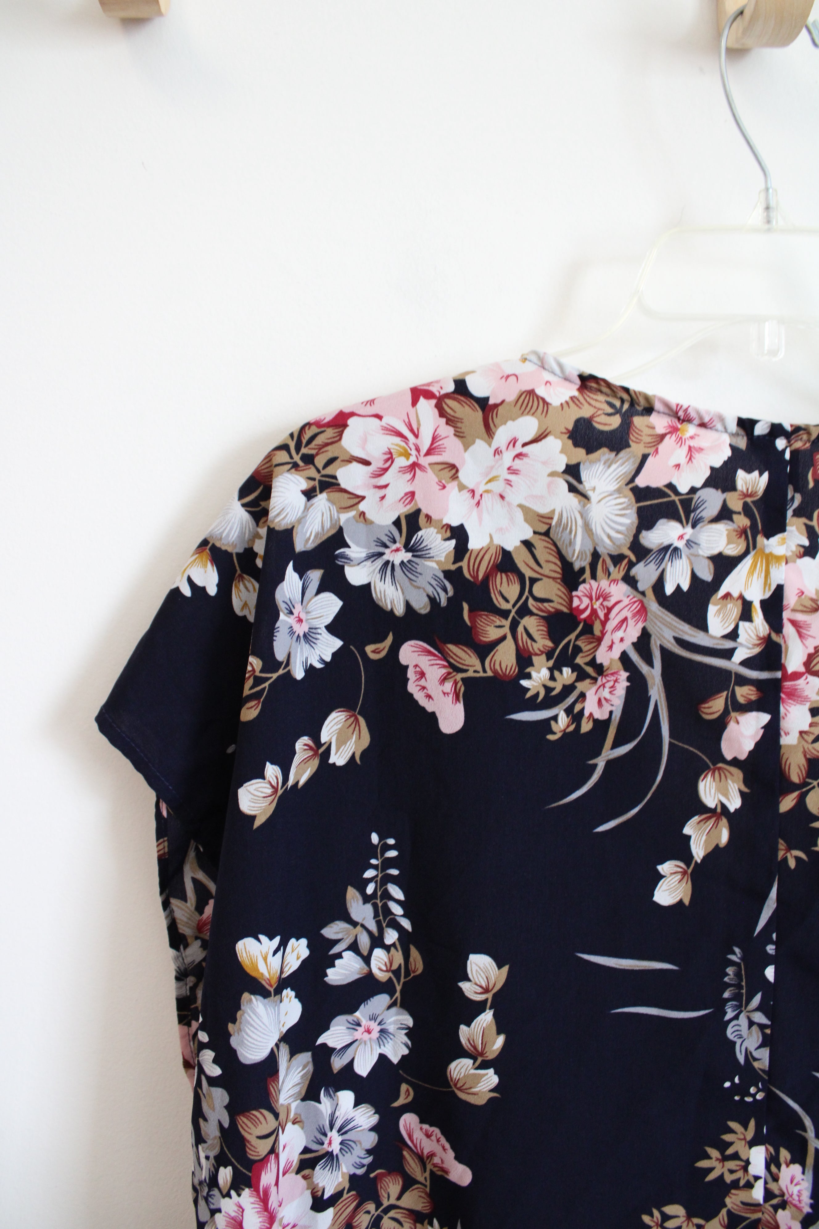 Shein Curve Navy Floral Lace Trim Top | 2XL