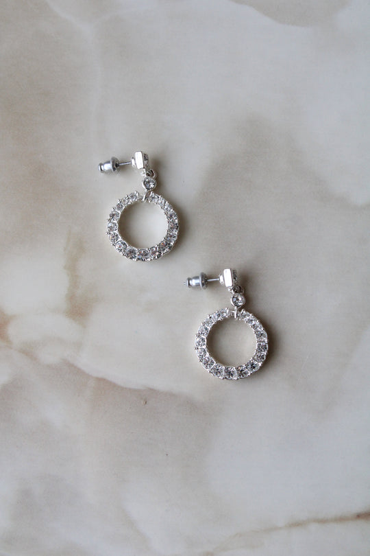 Silver Tone Circular Dangle Earrings
