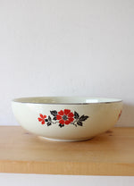 Hall's Superior Quality Kitchenware Red & Black Floral Serving Bowl