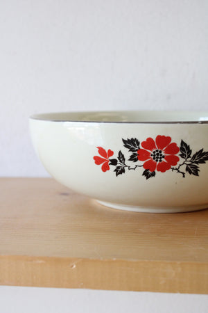 Hall's Superior Quality Kitchenware Red & Black Floral Serving Bowl