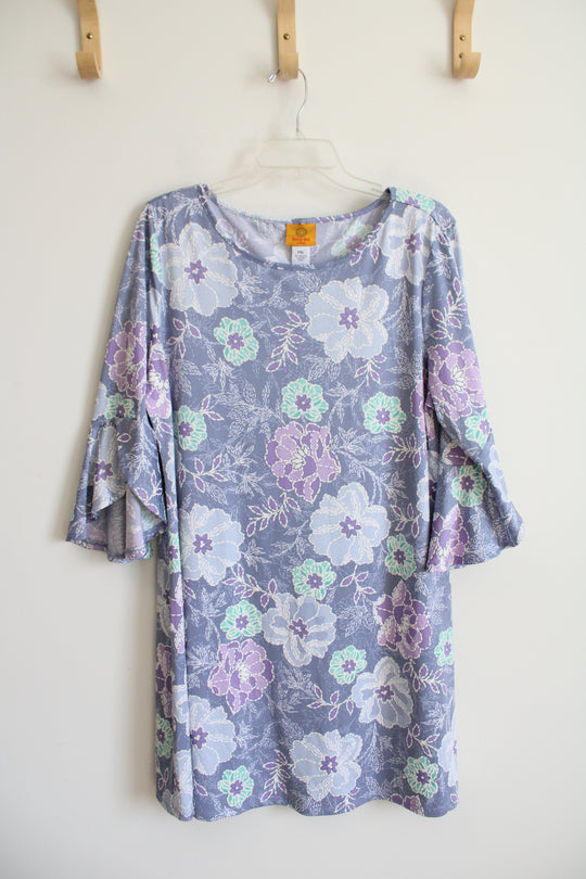 Ruby Rd. Purple Blue Floral Textured Dress | XL Petite