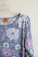 Ruby Rd. Purple Blue Floral Textured Dress | XL Petite