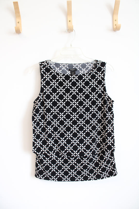 Ann Taylor Black & White Patterned Tank | M