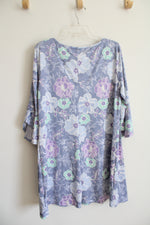 Ruby Rd. Purple Blue Floral Textured Dress | XL Petite