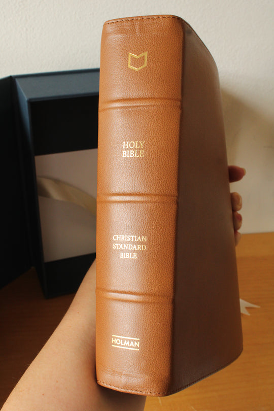 CSB He Reads Truth Bible, Holman Handcrafted Collection, Saddle Brown Premium Calfskin