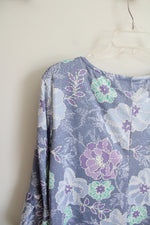 Ruby Rd. Purple Blue Floral Textured Dress | XL Petite