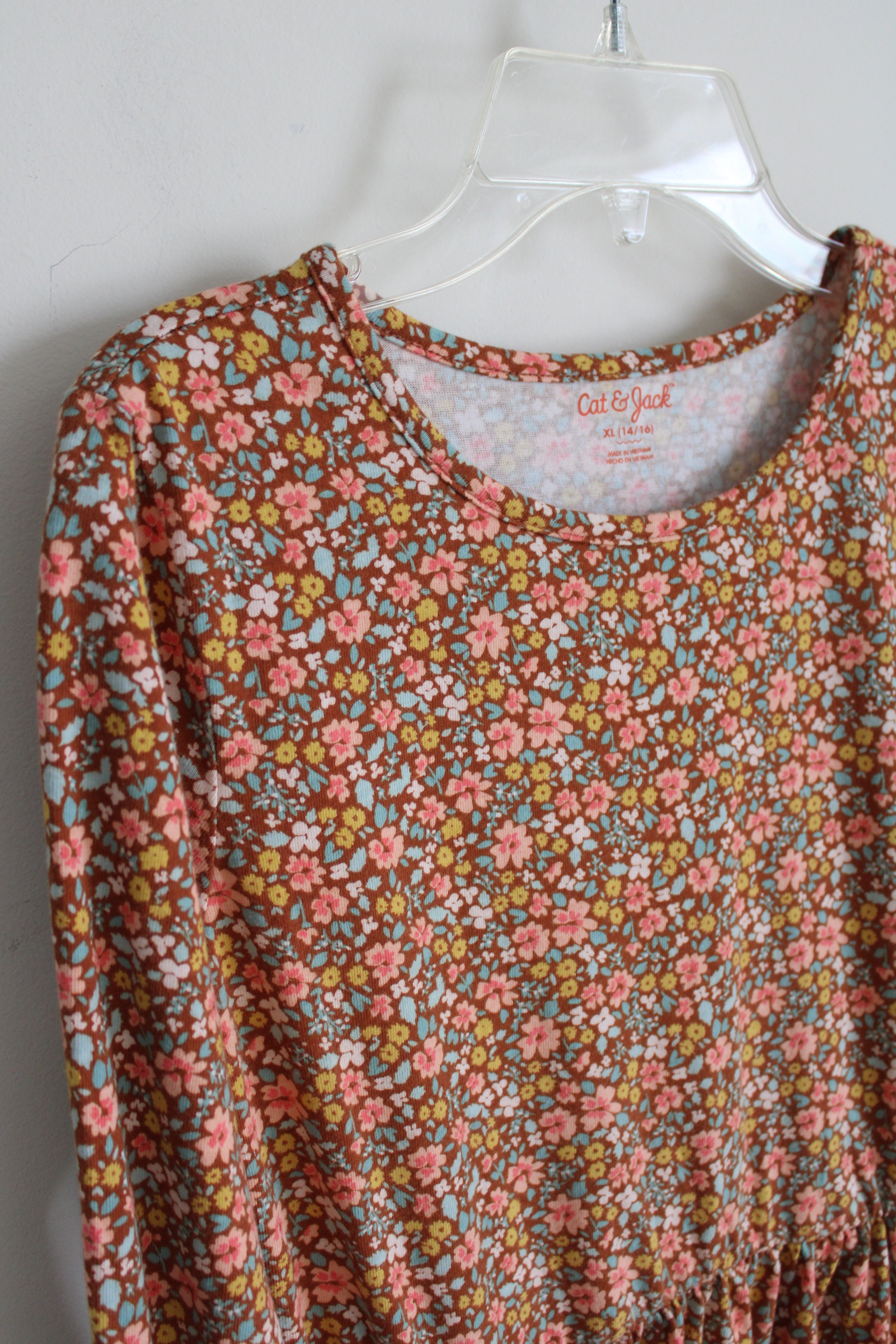 Cat & Jack Orange Floral Dress | 14/16  Jubilee Thrift