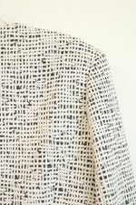 Calvin Klein Black & White Textured Tweed Zip Front Blazer | M