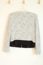 Calvin Klein Black & White Textured Tweed Zip Front Blazer | M