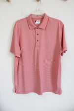 Izod Golf Red White Striped Polo Shirt | L