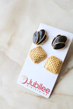 Gold Tone Clip On & Screwback Earring Set