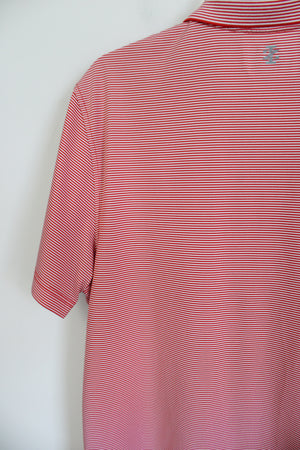 Izod Golf Red White Striped Polo Shirt | L