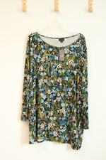 NEW J. Jill Navy Blue Floral Tunic Blouse | 3X