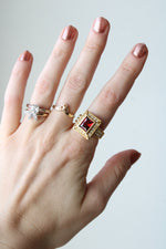 Emerald Cut Garnet 14K Yellow Gold Ring | Size 8