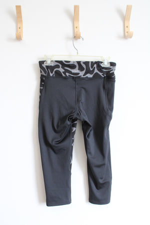 Reebok Black Patterned Athletic Capri Leggings | M
