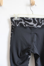 Reebok Black Patterned Athletic Capri Leggings | M