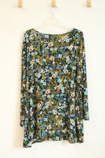 NEW J. Jill Navy Blue Floral Tunic Blouse | 3X