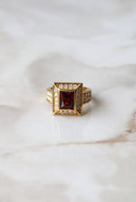 Emerald Cut Garnet 14K Yellow Gold Ring | Size 8