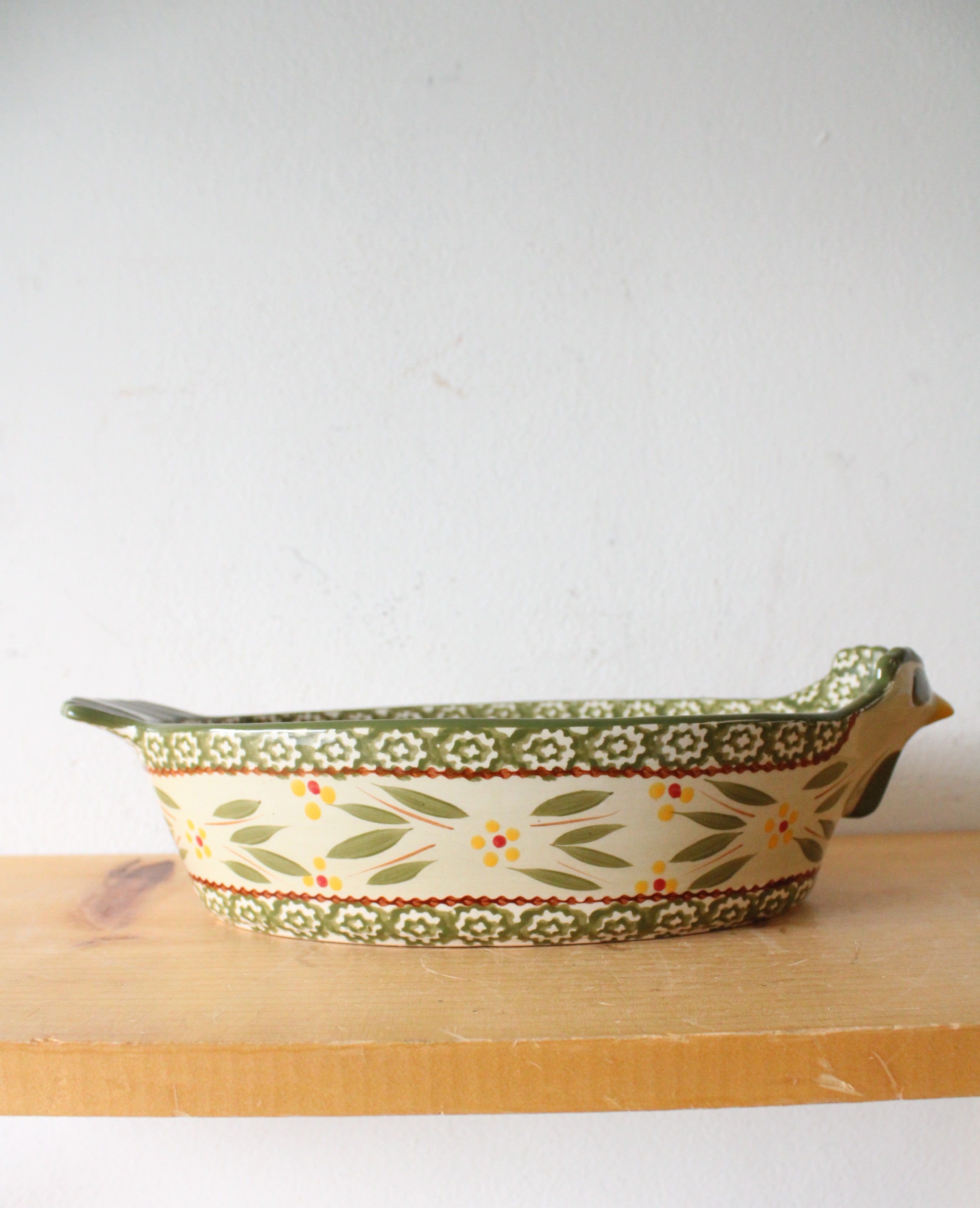 Temptations By Tara Old World Green 1.5 Quart Oval Chicken Dish