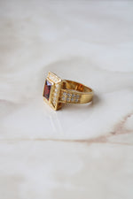 Emerald Cut Garnet 14K Yellow Gold Ring | Size 8