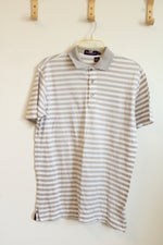 Ralph Lauren Purple Label Gray and White Striped SS Polo Shirt