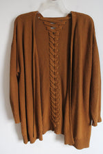 Lisa Rinna Collection Yellow Brown Knit Cardigan | XL