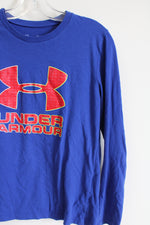 Under Armour Cobalt Blue Red Logo Shirt | Youth XL (16/18)