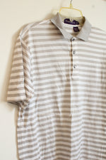 Ralph Lauren Purple Label Gray and White Striped SS Polo Shirt