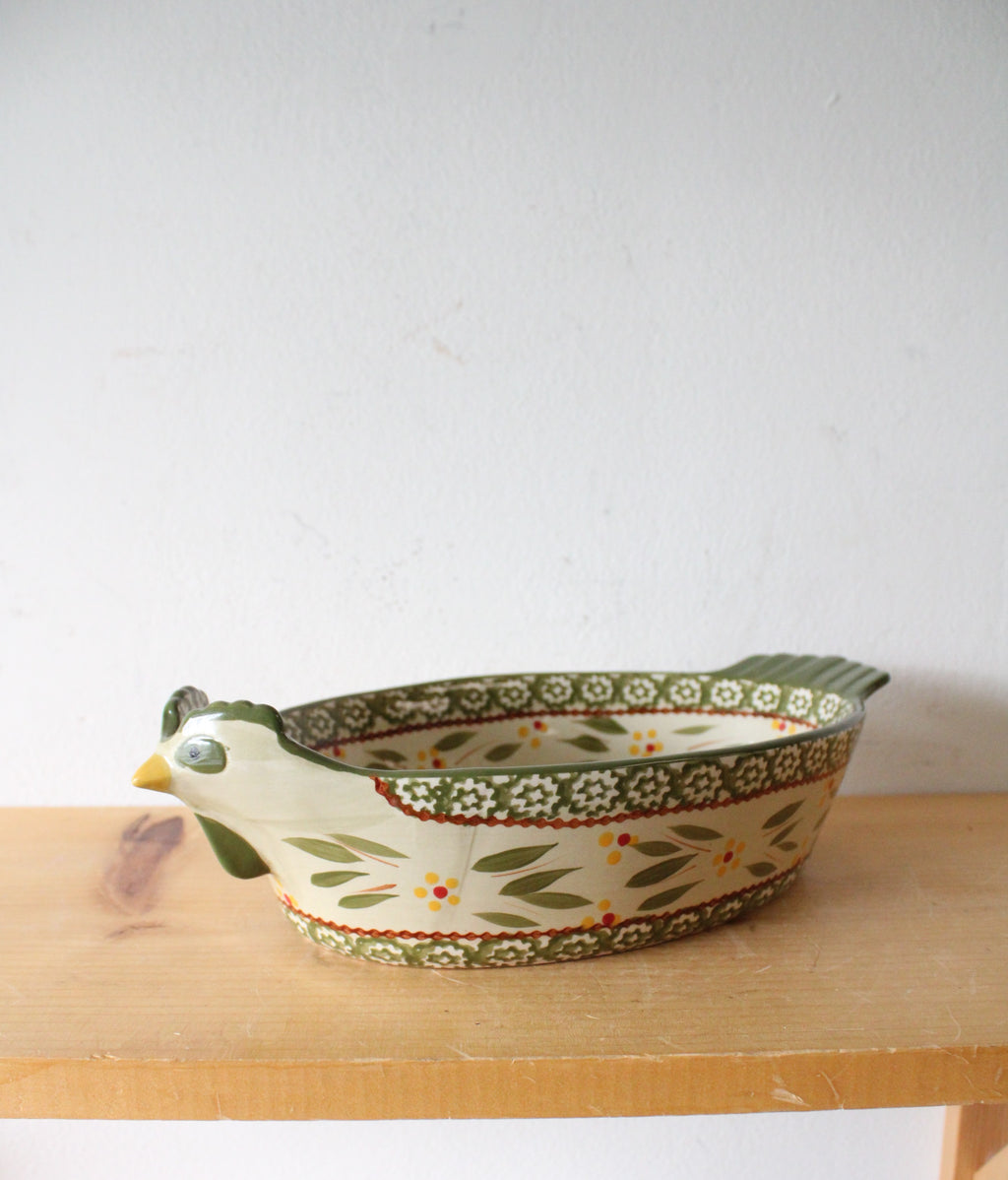 Temptations By Tara Old World Green 1.5 Quart Oval Chicken Dish