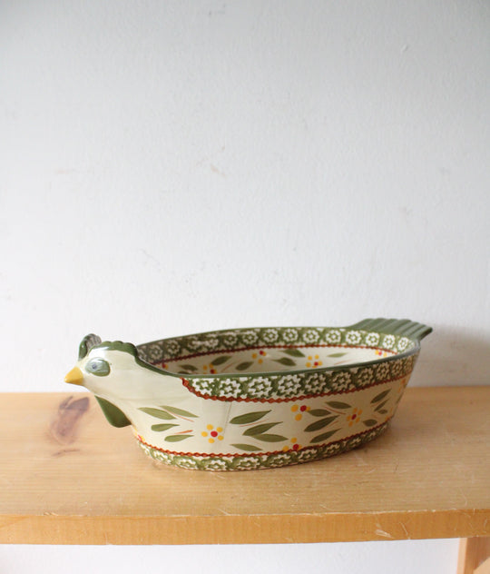 Temptations By Tara Old World Green 1.5 Quart Oval Chicken Dish