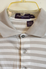 Ralph Lauren Purple Label Gray and White Striped SS Polo Shirt