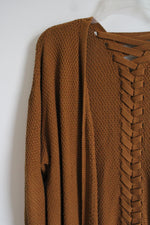 Lisa Rinna Collection Yellow Brown Knit Cardigan | XL