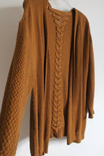 Lisa Rinna Collection Yellow Brown Knit Cardigan | XL