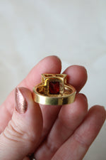 Emerald Cut Garnet 14K Yellow Gold Ring | Size 8