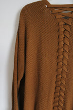 Lisa Rinna Collection Yellow Brown Knit Cardigan | XL