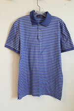 Ralph Lauren Purple Label Royal Blue and White Striped SS Polo Shirt | S