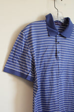 Ralph Lauren Purple Label Royal Blue and White Striped SS Polo Shirt | S